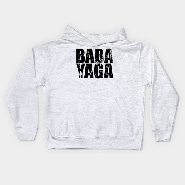 John Wick BABA YAGA Black Distressed Text Typography Kids Hoodie by itsMePopoi